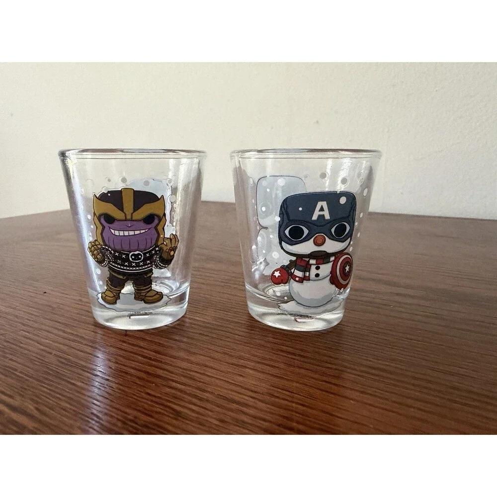 Funko Marvel Shot Glasses Toothpick Holder Thanos Captain America Snowman X-Mas